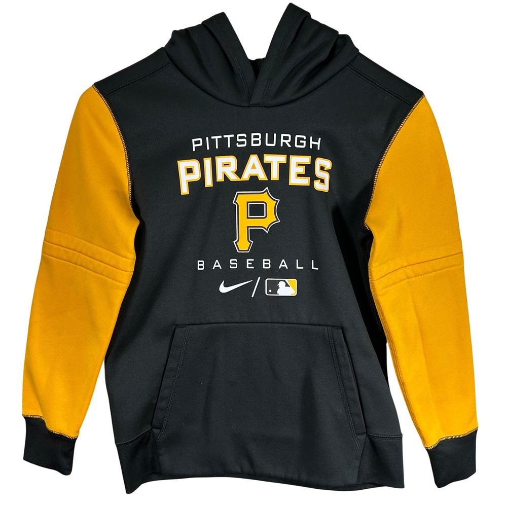 Nike Pittsburgh Pirates Baseball Therma-FIT Hoodie Youth Small Black Yellow
